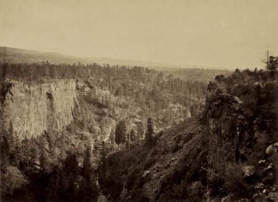 O'SULLIVAN, TIMOTHY (1840-1882) "North Folk Cañon, Sierra Blanca Creek, Arizona."